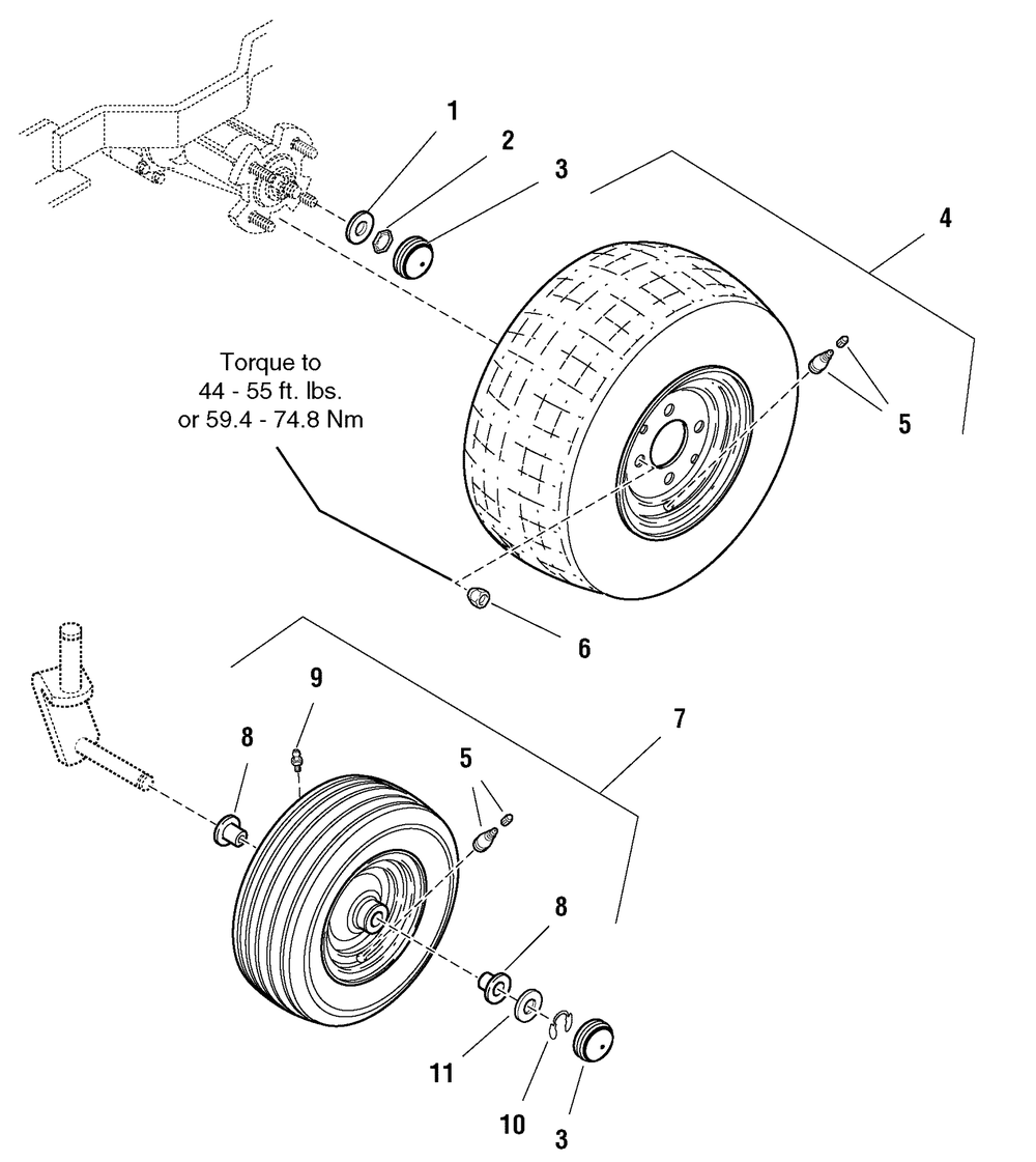 Wheels And Tires Group Diagram and Parts List for 2690520 (107277721 - ZTS 7500)(2005) Briggs and Stratton Lawn Tractor Accessories